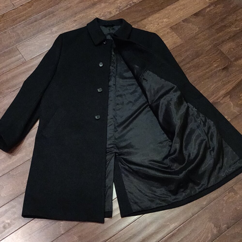 Jos. A. Bank Executive Collection Black 100% Wool Men's Top Coat SIZE 46L